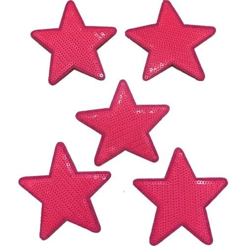 10 Pieces/lot Small Pink Star Sequined Iron on Patches for Clothes Backpack Stars Sequins Appliques Patch Badge Sewing DIY