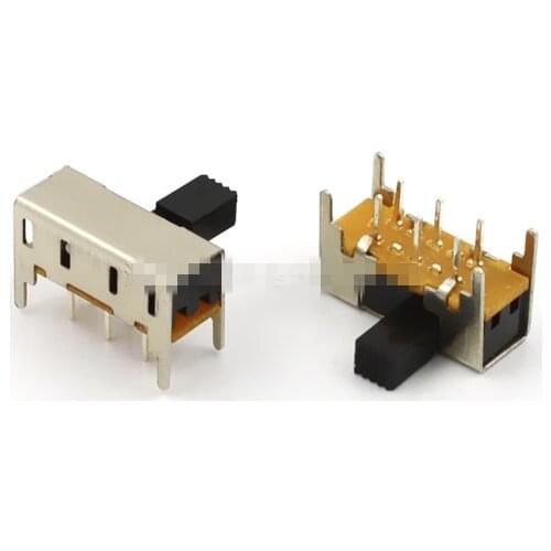 10Pcs x 5mm 6mm 7mm or 10mm High Side Knob 6 Pin 2 Positions DPDT 2P2T Slide Switch 0.5A 50V AC SK22H02