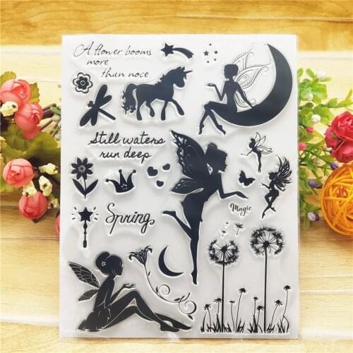 14*18CM Butterfly Fairy Transparent Clear Stamps / Silicone Seals Roller Stamp For DIY Scrapbooking Photo Album/Card Making