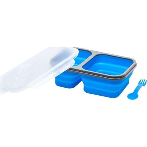 2 Cells Silicone Collapsible Portable Lunch Box Microwave Oven Bowl Folding Food Storage Lunch Container Lunchbox Wholesale