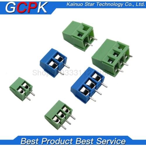 20PCS/LOT KF301-2P 3P KF350-2P 3P KF128 Screw 2Pin 3Pin 5.0mm Straight Pin PCB Screw Terminal Block Connector Blue and green