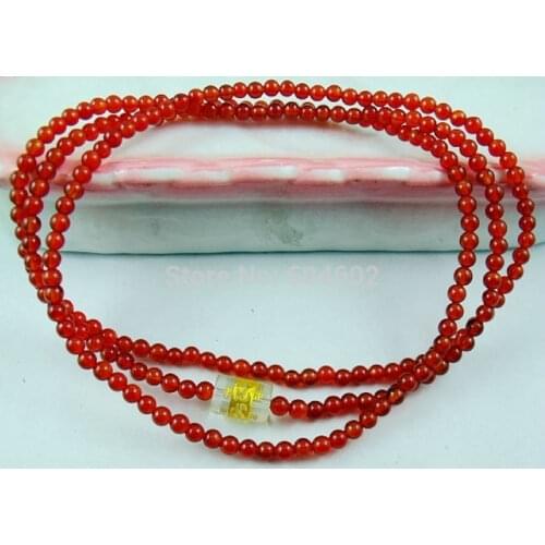 3mm Tibetan Buddhism 216 red Natural chalcedony Prayer Bead Mantra Mala Necklace