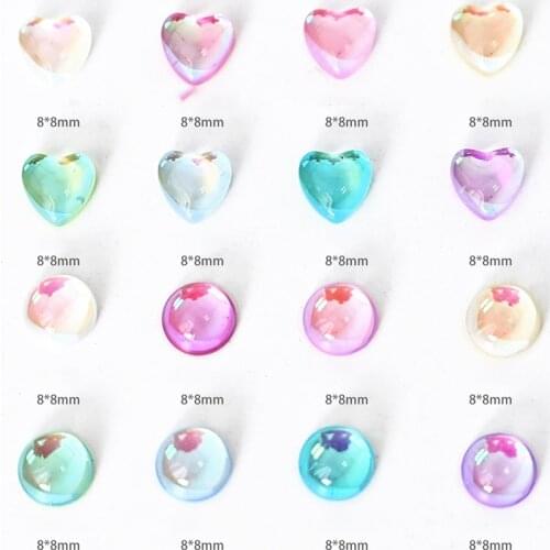 50pcs Mocha Crystals Nail Art Rhinestone 8X8mm/8X10mm 3D Manicure Flatback Non Hotfix Heart/Round Glass 3D Gems Nail Stones