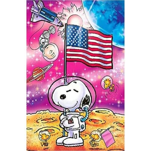 DIY Diamond Painting full square round Cross Stitch Cartoon astronaut dog 5d mosaic Diamond Embroidery Anime dog hobby art