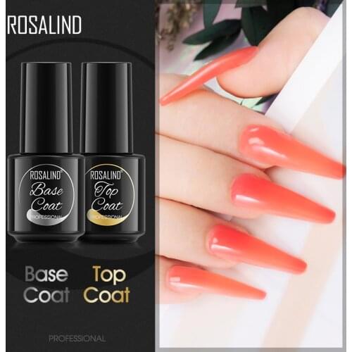 ROSALIND Base Top Coat Set Gel Nail Polish All For Manicure Hybrid Varnishes Soak Off Gel Lacquer Semi Permanent Nail Art Design