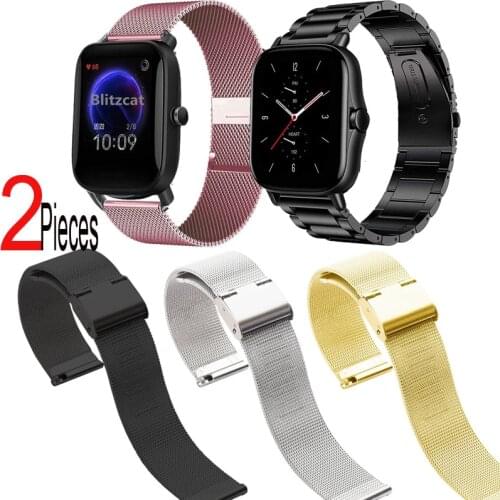 Bracelet Strap For Xiaomi Amazfit Bip U Pro S GTS 2 Mini 2e GTR 2 47mm 42mm Stratos 3 Band Milanese Stainless Steel Watchband