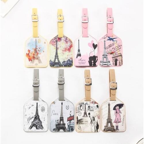 Suitcase PU Leather Eiffel Tower Old Times Luggage Tags Label Bag Pendant Handbag Travel Accessories Name ID Address