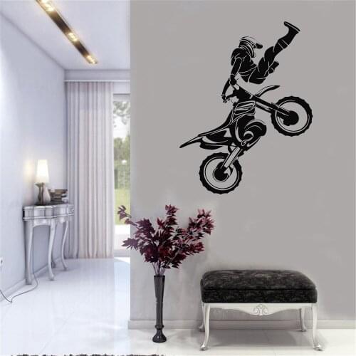 Cross Racing Extreme Sport Wall Sticker Vinyl Decal Home Decor cyclist Decor Boys Room Wall Decoration ph141