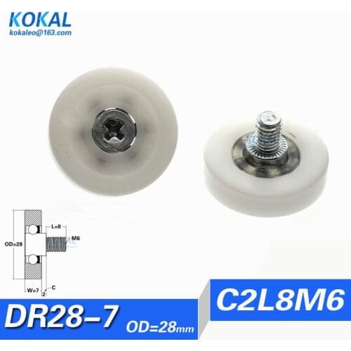 [DR28C2L8]Free Shipiing low noise 10pcs OD 28mm Refrigerator drawer sliding door drawer plastic roller wheel DR28C2L8 28 pulley