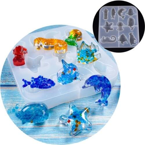 DIY Jewelry Marine Style Crystal UV Epoxy Mold Creative Starfish Penguin Shape Collection Silicone Molds Resin Casting Tools