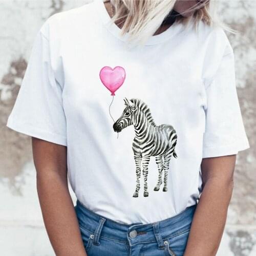 Harajuku T shirt Summer T-shirt O-neck short sleeve tshirt female Cartoon Cool Zebra print tshirt women 90s Girl Tshirt