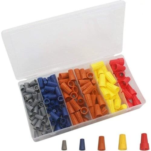 180 PCS Electrical Wire Connectors Screw Terminals Easy Twist On Kit Nuts Caps Assortment Set