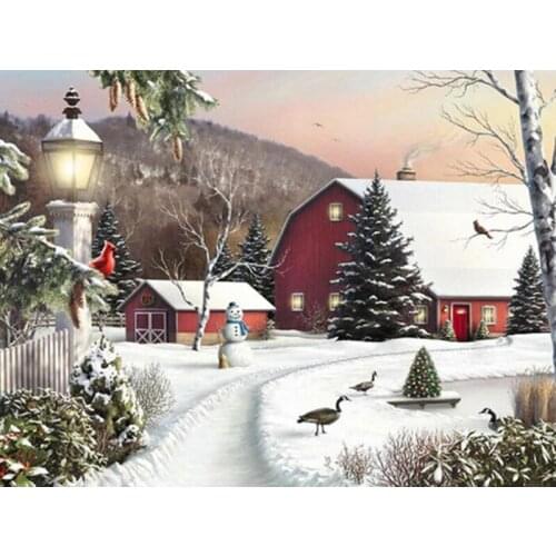 5D Diamond Painting Landscape Christmas Cross Stitch DIY Full Diamond Embroidery Snow Scene Mosaic Art Home Decoration
