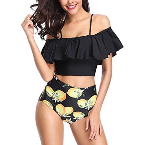 Bikinis Women Swimwear High Waist Swimsuit Spaghetti Strap Sexy Floral Two-piece Suits Retro Bathing Suit Plus Size Swimwear Xxl