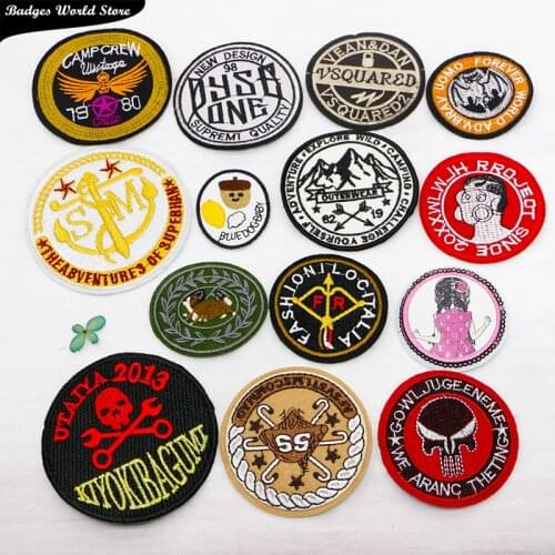 Bat Skull Anchor Bow and Arrow Girl Round Totem Icon Embroidery Applique Patches For Clothing DIY Sew up Badges on the Backpack