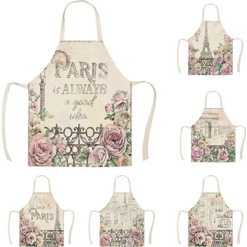 Linen Paris Is Always Good Idea Print Kitchen Aprons Unisex Dinner Party Cooking Bib Funny Pinafore Cleaning Apron WQD367