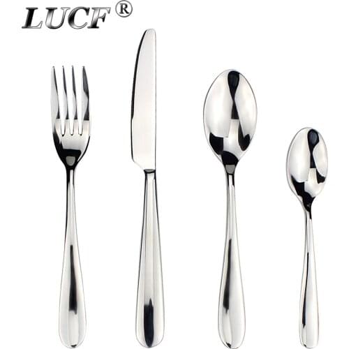 LUCF elegant style thick handle Stainless Steel Western Cutlery separate sale good touch Dinnerware Fork/Knife/Spoon for family