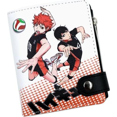 Manga Haikyuu Hinata Syouyou Kageyama Tobio Soft Button Wallet Zipper Coin Card Purse