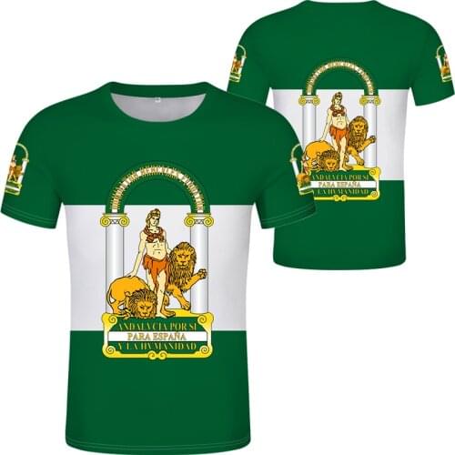 Mens Brand Fitness Tracksuit ANDALUSIA sevilla t-shirt print flag word malaga cadiz granada huelva almeria harajuku T-shirt