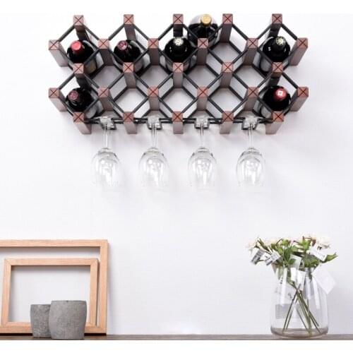 Champagne Wine Drinks Wall Stand Holder Wooden Decor Wall Mounted Wine Rack Creative Bottle Holder Stojak Na Wino Display Rack