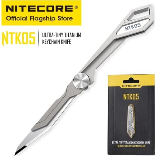 Nitecore NTK05 TC4 Tiny Titanium Mini Keychain Knife Lightweight CNC Portable EDC Folding Knife for Backpack Pendant Outdoor
