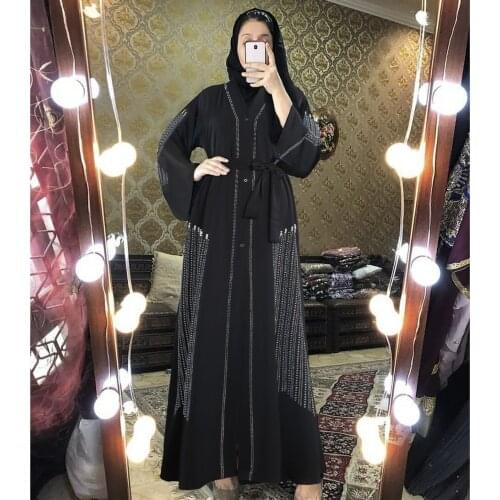 2020 New Dubai Black Abaya Bangladesh Long Hijab Evening Dress Women Kimono Cardigan Islamic Clothing Djellaba Caftan Marocain