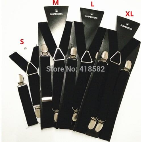 BD002-Black New Fashion 4 clips Men Suspenders 4 sizes for boys and girls men and women X-back suspenders