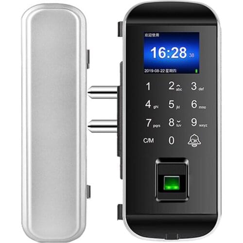 New Biometric Fingerprint Glass Door Lock Office Electric Smart Card Door Lock Access Control And Attendance Machine Integration