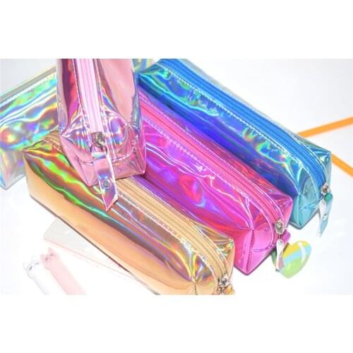 New Cool Laser PU Pencil Case Cosmetic Makeup Storage Bag Zipper Pouch Purse Organizer