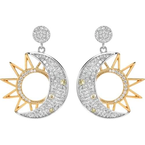 New fashion style electroplated double-color Zircon Earrings for women/girls Wedding Party Jewelry Earrings ER-352