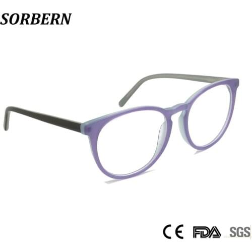 SORBERN Retro Round Eyeglasses For Women Acetate Optical Glasses Frame Female Brand Designer Fashion Pattern Colors Eyewear