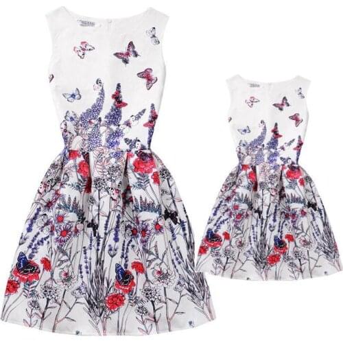 Mommy and daughter matching clothes family look summer mommy and me dress big sister fashion floral boho baby chinese style