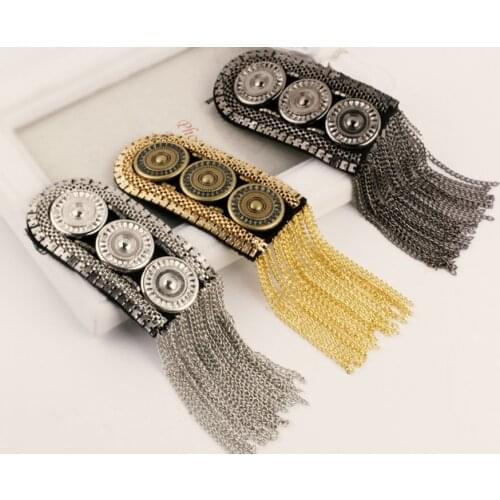 Retail & Wholesale Classic Gold Silver Black Button Design 2pcs/pair Tassel Epaulet Badge Free Gift Party Decoration