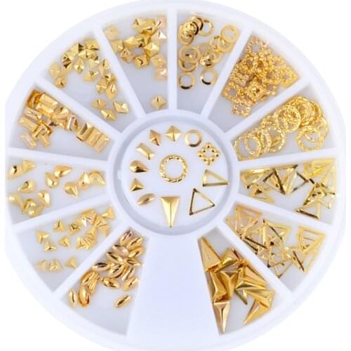 Mix shape Golden 3D Nail Art flatback Rhinestons,diy Decorations Non HotFix stone Free shipping