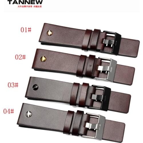 Plain genuine leather watch band for diesel DZ7314 DZ7400 watch 22mm 24mm 26mm 28mm 30mm With steel rivets Strap