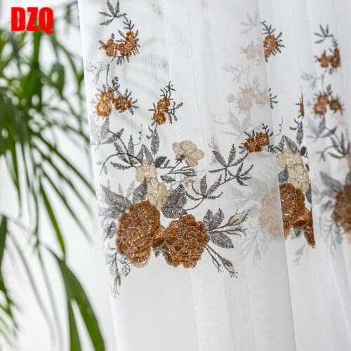 Luxury Embroidered Tulles Curtains for Living Dining Room Bedroom Screens Household Customized Drapes Yarn European Style Flower