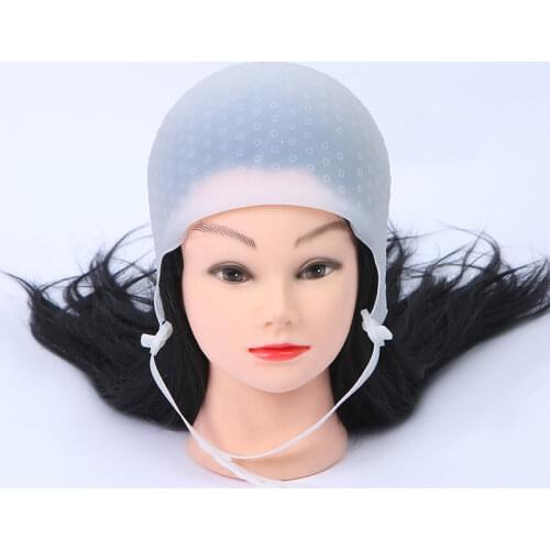 Salon Dye Silicone Cap with Needle Silicone Hair Highlights Cap Needle Reusable Hair Coloring Cap Hair Dye Hat Hairstyling Tools