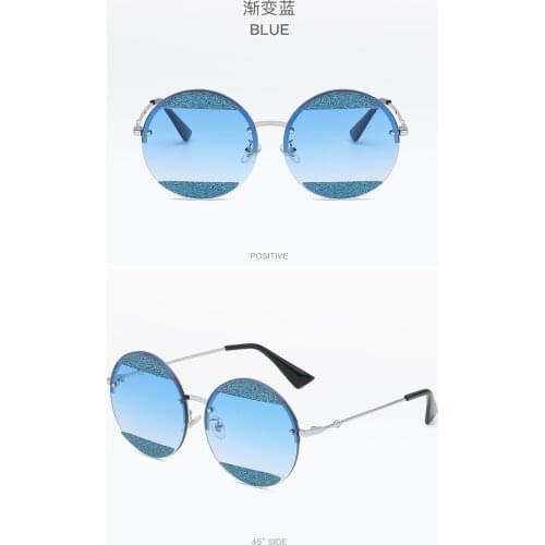 New fashion round frame sunglasses European and American personality frameless sunglasses women Joker sunglasses tide
