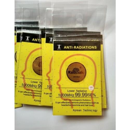 Realy work shiled Radisafe 99.8%24K-Gold Radi Safe anti radiation sticker 3G | 4G | 5G EMR-F-P Protection 100pcs/lot