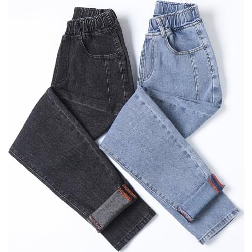 Women for Jeans Elastic Waist Loose Comfortable Plus Size M-5xl Simple Cotton High Quality Female Harlan Denim Pants