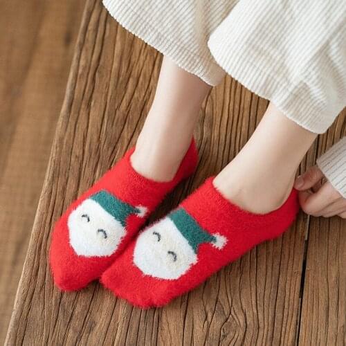 Ladies Socks Women Short thick Invisible Warm Socks Winter Harajuku Slippers cartoon Socks Ladies Bear Cute kawaii Ankle Sock