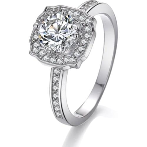 Real 1 Carat D Color Moissanite Wedding Rings For Women Top Quality 18K White Gold Color 100% 925 Sterling Silver Jewelry