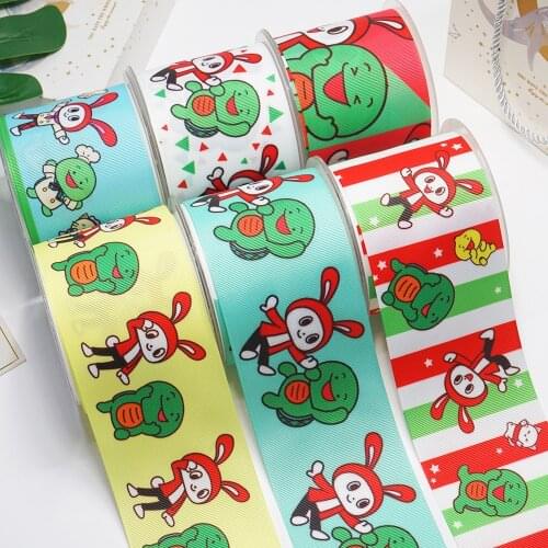 10 Yards 3inch 75mm Cartoon Printing Grosgrain Ribbon For Hair Bows DIY Crafts Handmade Accessories 55157