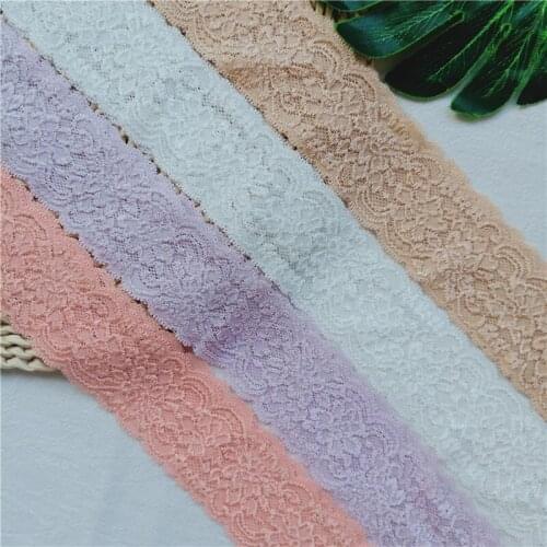 4.5CM Elastic Lace fabric Trim Ribbon Doll Accessories Cintas Manualidades Diy Sewing For Underwear Cordones Material S1284-1