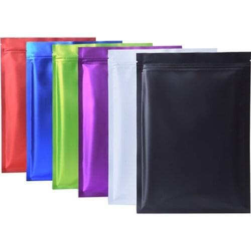 6-20 Width 100pcs Various Color Aluminum Foil Mylar ZipLock Plastic Bags Food Powder Storage Bags Heat Sealable Flat Pouches