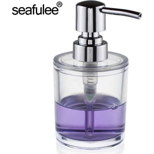 Acrylic Soap Lotion Liquid Dispenser Pump Bottle Transparent/Chrome Kitchen Dishwashing Bathroom Countertops 8.8 OZ (Clear)