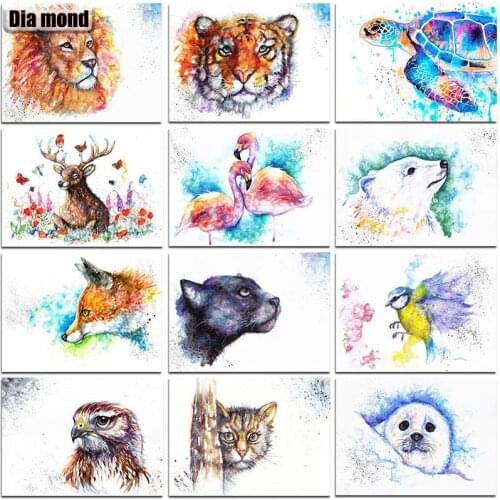 5D DIY Diamond Painting Animals Tiger Fox Lion Flamingo Diy Full Square Diamond Mosaic Embroidery Cross Stitch Home Decor