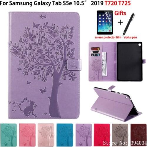 Case For Samsung galaxy tab S5e 10.5 2019 SM-T720 SM-T725 T720 Smart Cover Funda Tablet Cat Tree Pattern Flip Stand Shell +Gift