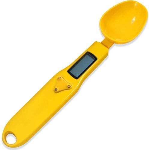 Digital Food Scale Electronic Measuring Spoon Weighing Portable Pet Spoon, with LCD Display Yellow