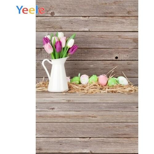Wooden Boards Planks Easter Eggs Flowers Baby Portrait Photography Backgrounds Custom Photographic Backdrops For Photo Studio